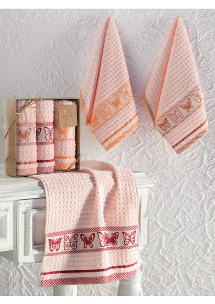 Mutfak Havlu Seti 3’lü Jakarlı Pamuk Butterfly
