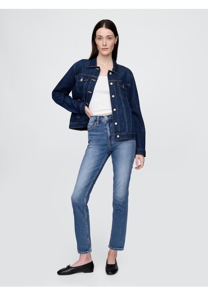 Kadın Mavi High Rise Cigarette Washwell™ Jean Pantolon