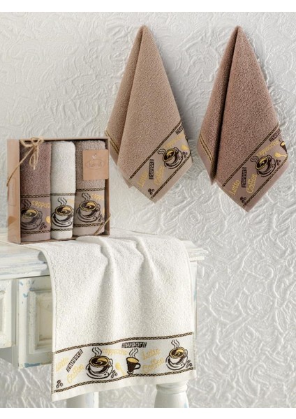 Mutfak Havlu Seti 3’lü Jakarlı Pamuk Coffee Cup modelleri