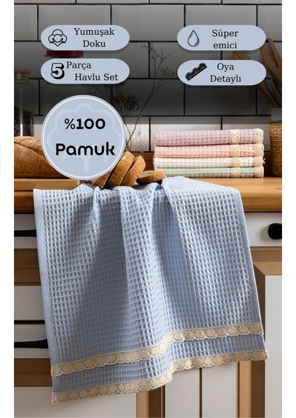Mutfak Havlusu 40X60 cm 5’li Set Torshon Güpürlü Kopenaki