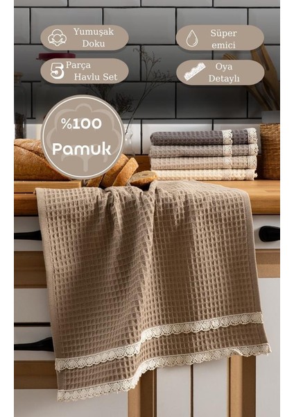 Mutfak Havlusu 40X60 cm 5’li Set Torshon Güpürlü Kopenaki modelleri