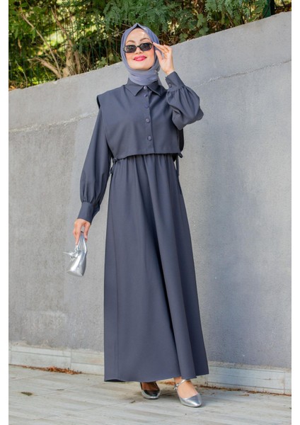 Double Krep Üst Cepken Detay Elbise-Ant indirimleri