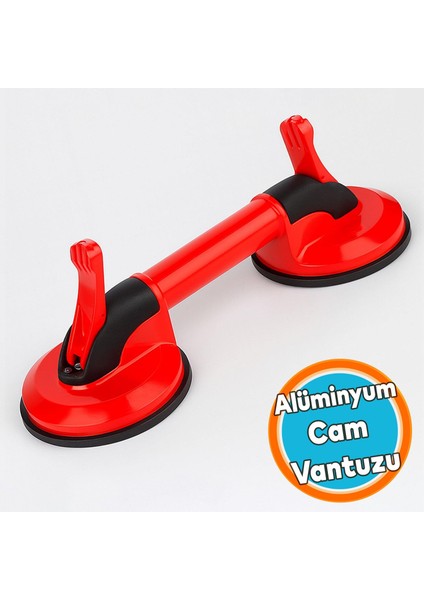 Çiftli Vakumlu Alüminyum Vantuz Tutucu Cam Fayans Mermer Metal Ahşap Taşıma Aparatı Max 100 kg