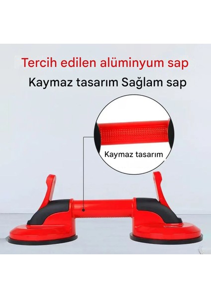 Çiftli Vakumlu Alüminyum Vantuz Tutucu Cam Fayans Mermer Metal Ahşap Taşıma Aparatı Max 100 kg modelleri