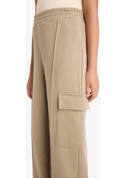 Kız Çocuk Beli Lastikli Wide Leg Kargo Eşofman Altı indirimleri