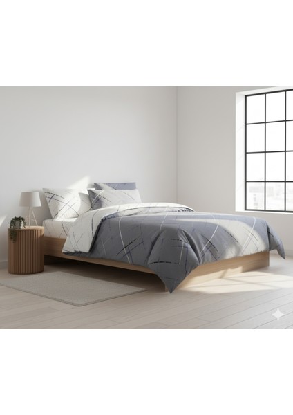 Ranforce Reflection Gri Çift Kişilik Nevresim Takımı