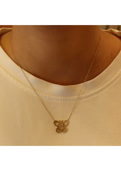 14 Ayar Altın Taşlı Kelebek Kolye fiyatları