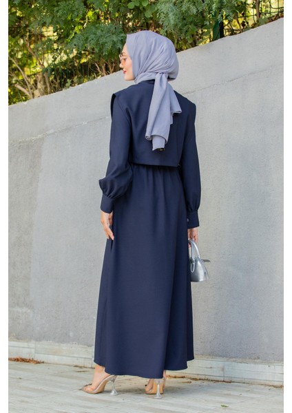 Double Krep Üst Cepken Detay Elbise-Laci modelleri