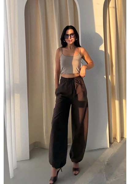Kahve Paçası Lastikli Balon Pantolon fiyatları
