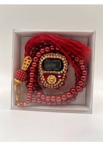 10 Adet Hediyelik (Mevlid Çeyizlik Hac Umre) Kutulu Tesbih ve Taşlı Zikirmatik Seti