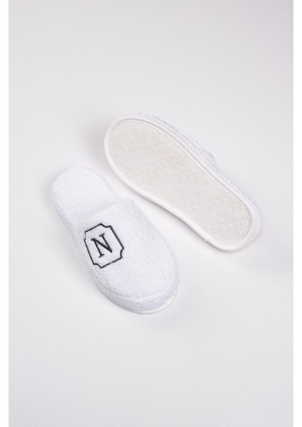 N Harf Nakışlı Banyo Ve Ev Havlu Terliği – %100 Pamuk Kaymaz Kalın Taban fiyatları