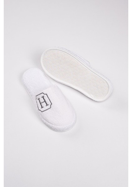 H Harf Nakışlı Banyo Ve Ev Havlu Terliği – %100 Pamuk Kaymaz Kalın Taban fiyatları