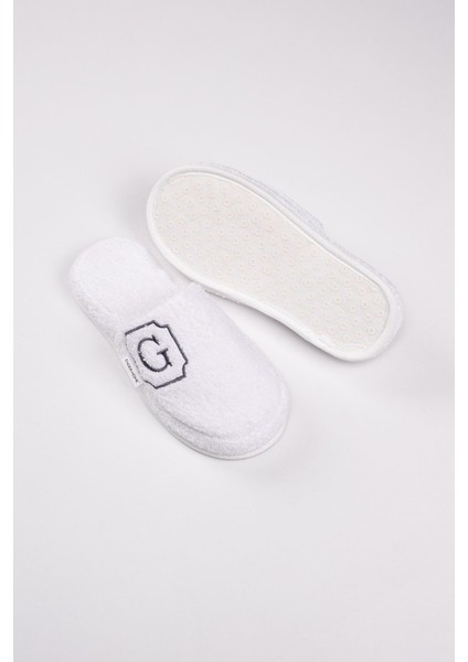 G Harf Nakışlı Banyo Ve Ev Havlu Terliği – %100 Pamuk Kaymaz Kalın Taban fiyatları