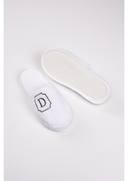 D Harf Nakışlı Banyo Ve Ev Havlu Terliği – %100 Pamuk Kaymaz Kalın Taban fiyatları