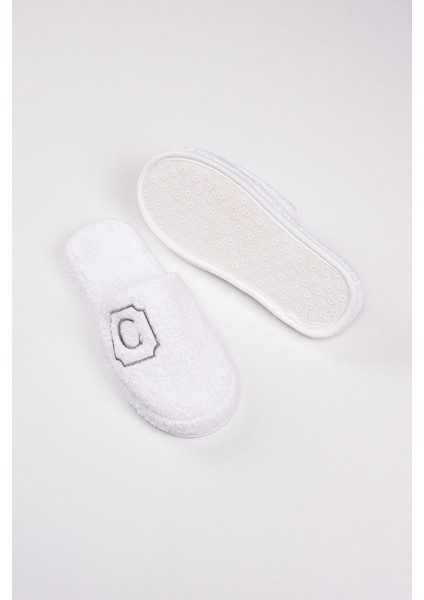 C Harf Nakışlı Banyo Ve Ev Havlu Terliği – %100 Pamuk Kaymaz Kalın Taban fiyatları