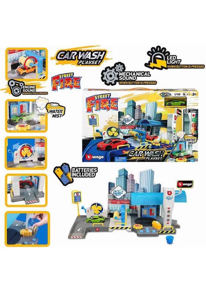 1:43 Street Fire Oto Yıkama Oyun Seti - Yeşil Araba fırsatları
