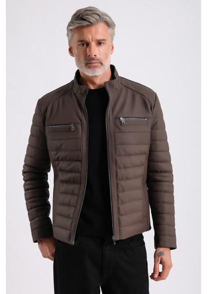 Leandro Erkek Şişme Deri Mont