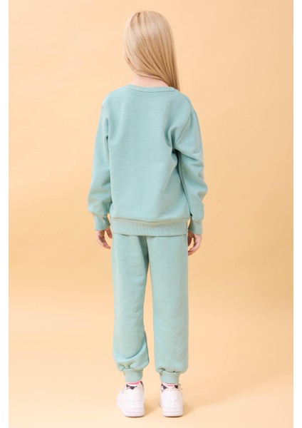 Kız Çocuk Basic Kalp Aplike Mevsimlik Alt Üst Takım Çağla modelleri