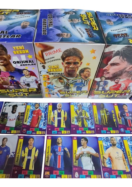 Süper Şut 2026 Yeni Sezon Futbolcu Kartları 200 Jelatinli Poşet 400 Adet Hediye Paketli Oyun Kağıtları