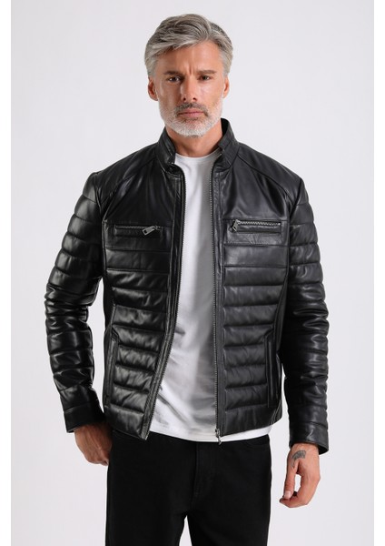 Leandro Erkek Şişme Deri Mont