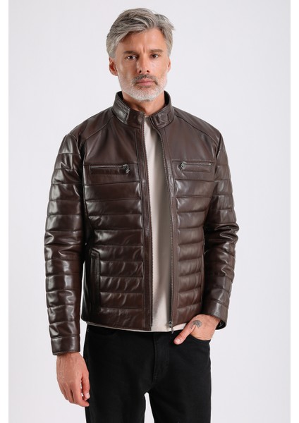 Leandro Erkek Şişme Deri Mont