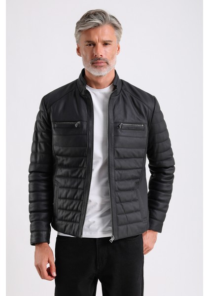 Leandro Erkek Şişme Deri Mont