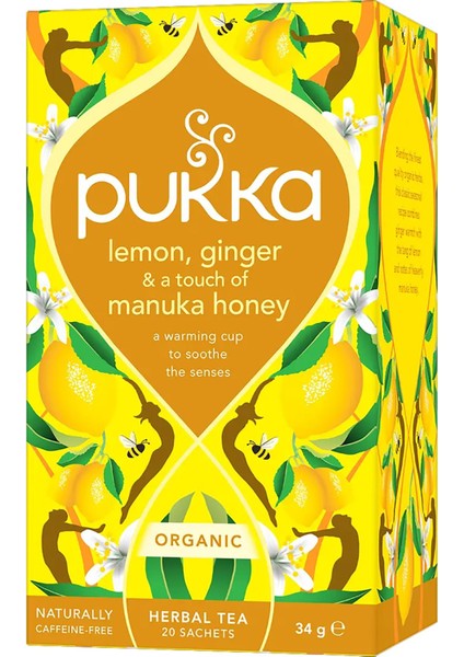Lemon, Ginger & Manuka Honey Bitki Çayı Bardak Poşet Çay 20 Adet