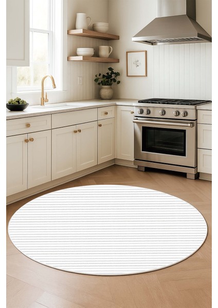 Makinede Yıkanabilir Kaymaz Taban Leke Tutmaz Beyaz Yuvarlak Salon Halısı Mutfak Halısı ve Hol Halısı