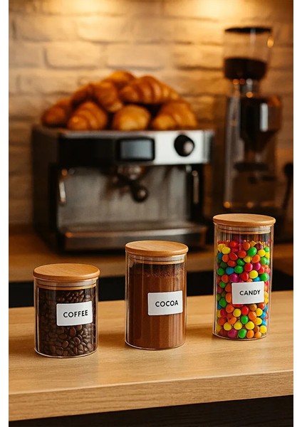 3’lü Çizgili Cam Baharatlık Seti – Hava Geçirmez Bambu Vakum Kapaklı Kavanoz Seti fiyatları