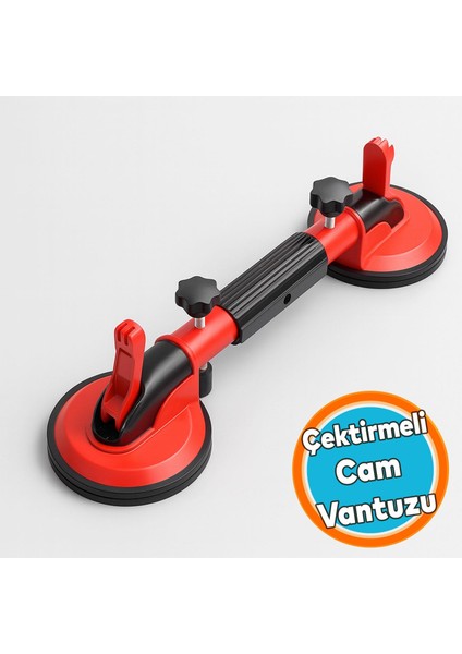 Çektirmeli Çift Kollu Vantuz Cam Fayans Granit Birleştirme Ayarlama Hizalama Düzeltme Aparatı Yatay