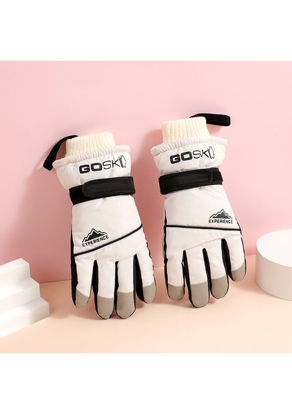 Çocuk Kayak Elnleri Kış Erkek ve Kadın Açık Havada Sürme Soğuk Kaymaz Dokunmatik Ekran Elnleri Yastıklı ve Kalınlaştırılmış Sıcak Elnler (Yurt Dışından)