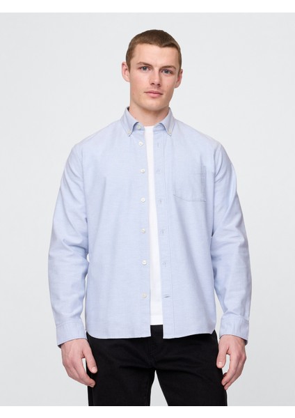Erkek Açık Mavi Standart Fit Oxford Gömlek