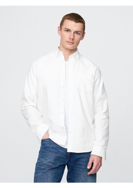 Erkek Beyaz Standart Fit Oxford Gömlek fiyatları