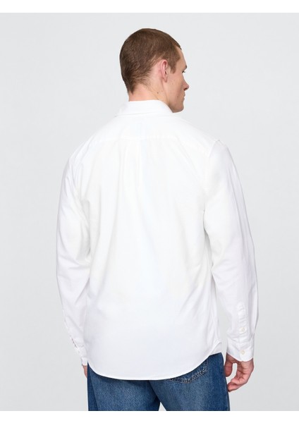 Erkek Beyaz Standart Fit Oxford Gömlek