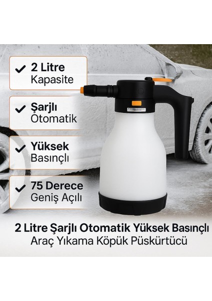 Profesyonel 2lt Yüksek Basınçlı Şarjlı Köpük Makinası Oto Yıkama Pompası Köpük Püskürtücü