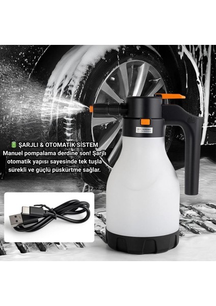 Profesyonel 2lt Yüksek Basınçlı Şarjlı Köpük Makinası Oto Yıkama Pompası Köpük Püskürtücü