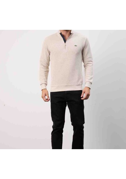 Basıc Fermuar Yaka Bej Slim Fıt modelleri