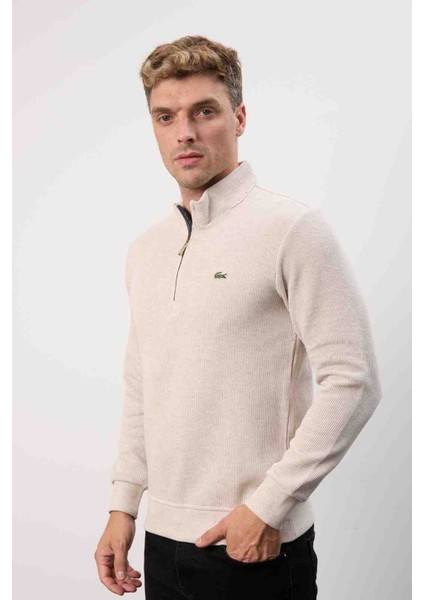 Basıc Fermuar Yaka Bej Slim Fıt fırsatları