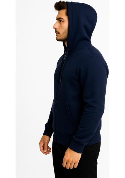 Erkek Siyah Fermuarlı Kapüşonlu SWEATSHIRT-W590 fiyatları