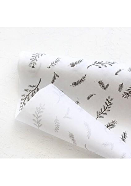 Paket Kağıdı, Yaprak Desenli, Siyah-Beyaz, 70X100 cm 5 Adet