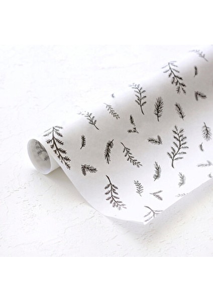 Paket Kağıdı, Yaprak Desenli, Siyah-Beyaz, 70X100 cm 5 Adet modelleri