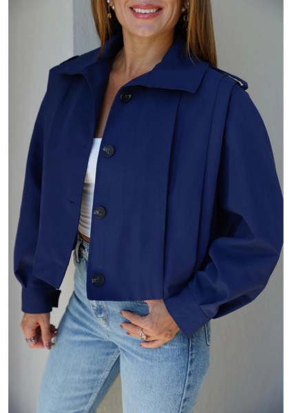 Lacivert Pile Detay Ceket modelleri