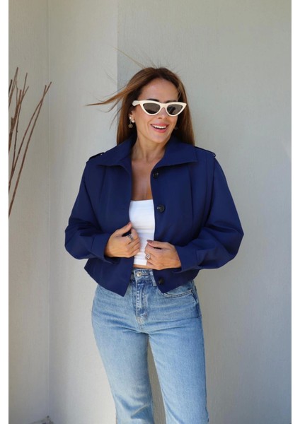 Lacivert Pile Detay Ceket fırsatları