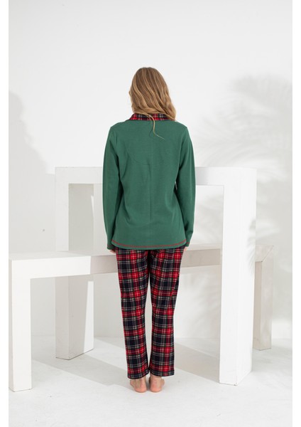 Angelique %100 Pamuk Uzun Kol Ekose Kadın Pijama Takımı 21224-25-26-27 indirimleri