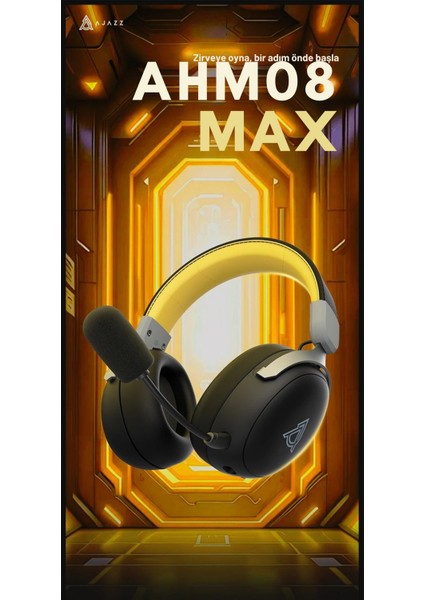 Ahm-08 Max Kablosuz Mikrofonlu Oyuncu Kulaklığı 3modlu KULLANIM-53MM Kompozit Driver-10 Saat Çalışma