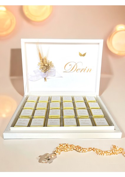 Isme Özel Tasarım Gold Kız Bebek ,mevlit,nişan,isteme,hediyelik Çikolata modelleri