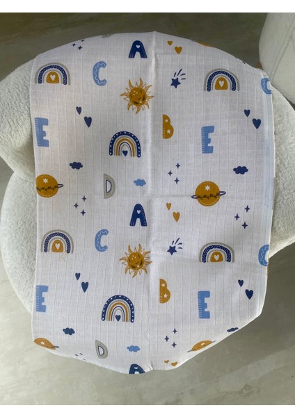 80 x 90 unisex Bebek Battaniyesi - Renkli Alfabe & Gökyüzü Desenli Müslin modelleri