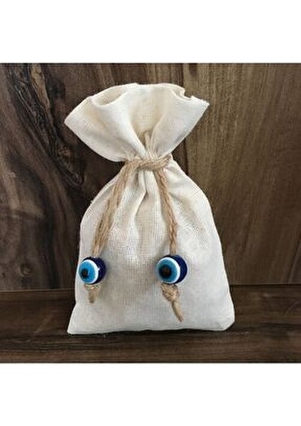 Nazar Boncuklu Kese Natürel Keten Lavanta Kese 9X14 cm fiyatları