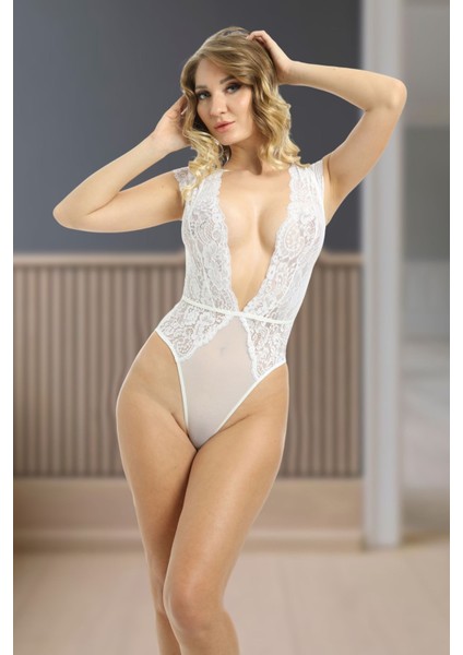 Beyaz Yarım Kol Dantel Bodysuit - 894 fiyatları