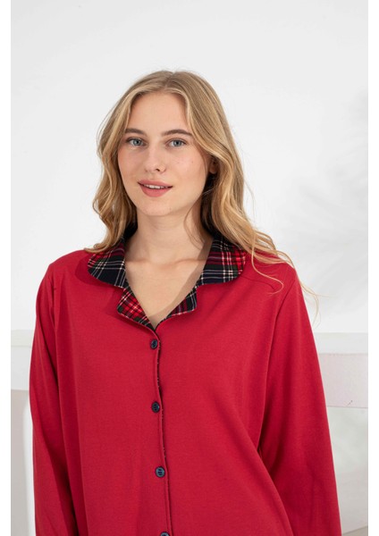 Angelique %100 Pamuk Uzun Kol Ekose Kadın Pijama Takımı 21224-25-26-27 fırsatları